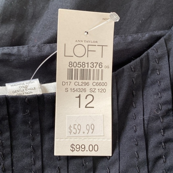 NWT ANN TAYLOR LOFT Black Embroidered Midi Dress Women’s - Ballet Core Sz 12 Y2K - Picture 10 of 11